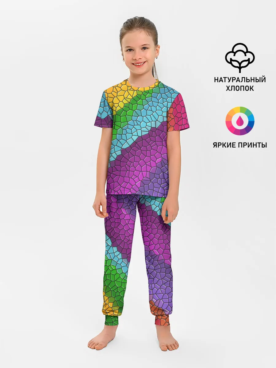 Детская пижама с брюками / Яркая мозаика