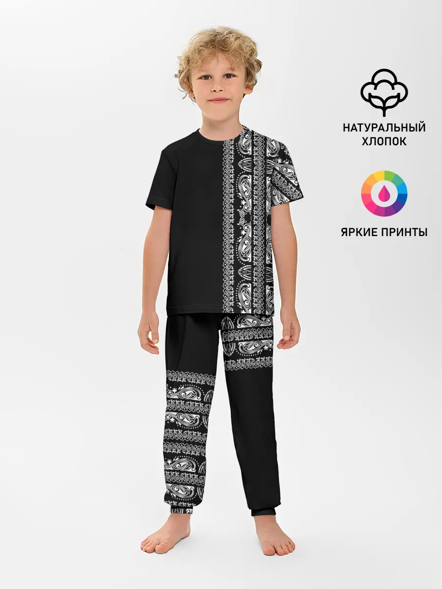 Детская пижама с брюками / Узор на чёрном