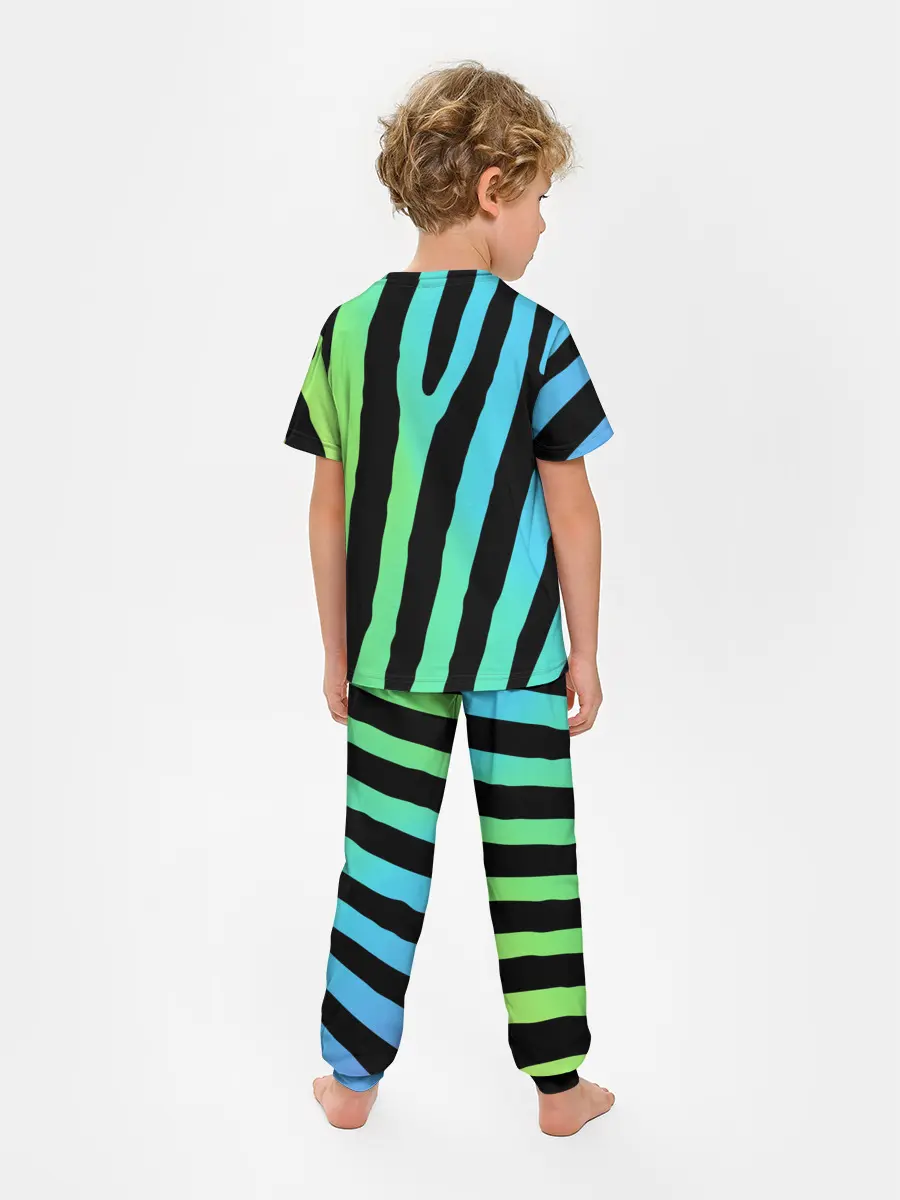 Детская пижама с брюками / Радужная зебра