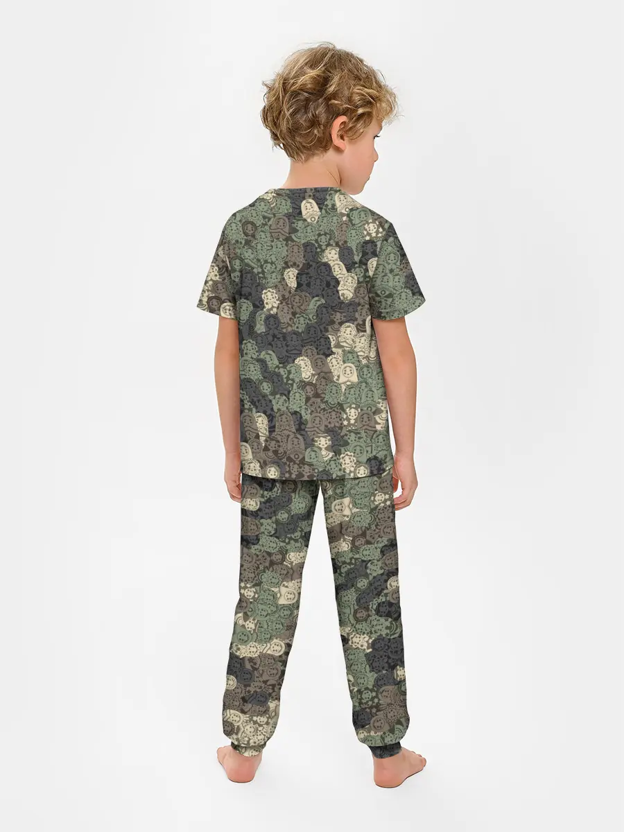 Детская пижама с брюками / Камуфляж из матрёшек