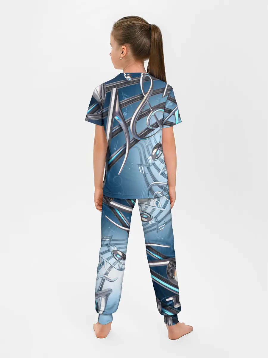 Детская пижама с брюками / Металлические ноты