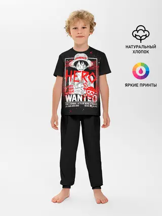 Детская пижама с брюками / One Piece: Разыскивается Манки Д Лаффи Детская пижама с брюками / One Piece: Разыскивается Манки Д Лаффи