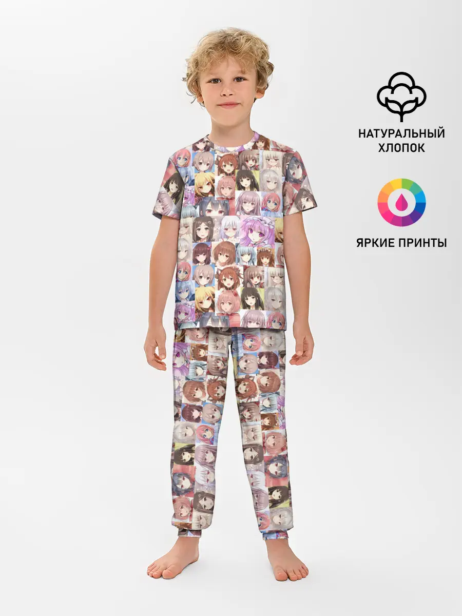 Детская пижама с брюками / MANY FACES OF ANIME GIRLS monochrome