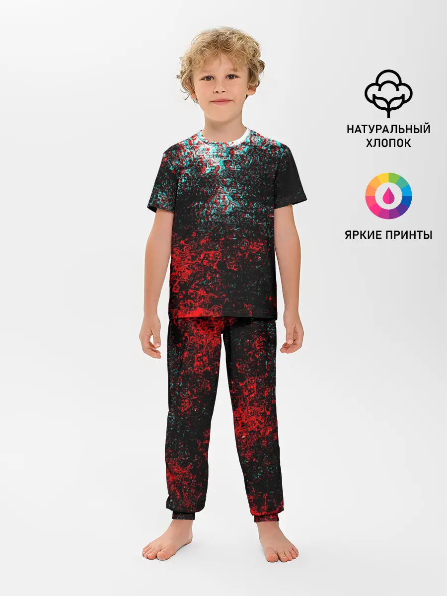 Детская пижама с брюками / БРЫЗГИ КРАСОК GLITCH