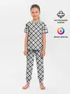 Детская пижама с брюками / Ч/б текстура в клетку