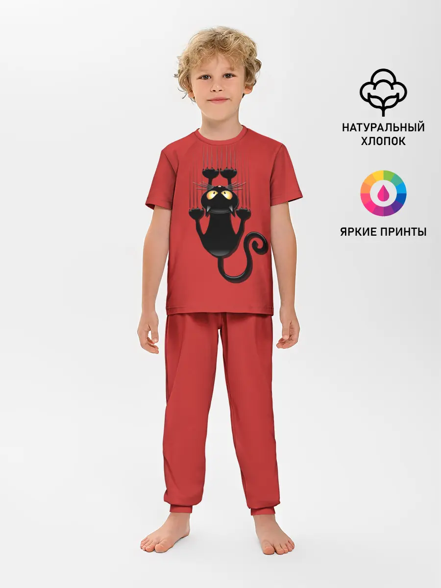 Детская пижама с брюками / Черный Кот