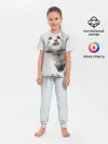 Детская пижама с брюками / серый котенок