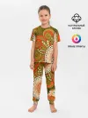 Детская пижама с брюками / Детский оранжево-болотный
