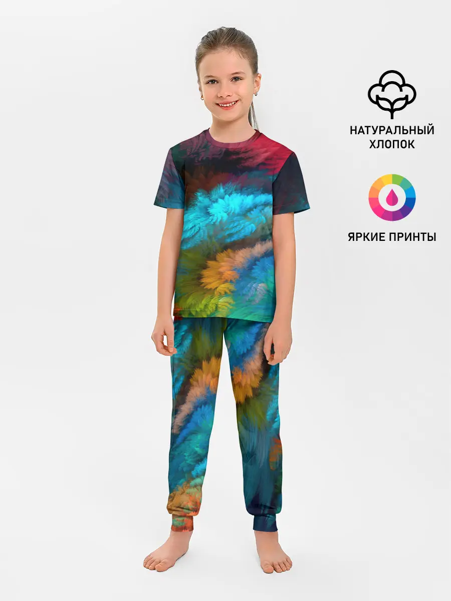 Детская пижама с брюками / Цветной дестрой