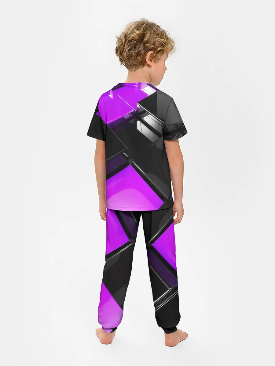 Детская пижама с брюками / Неоновые кубы