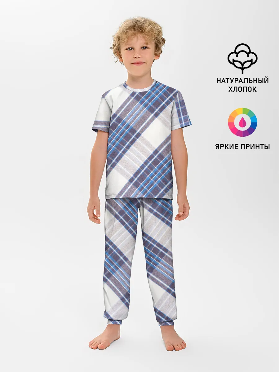 Детская пижама с брюками / Шотландка | Scottish | Tartan