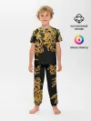 Детская пижама с брюками / Золотые цветы на белом