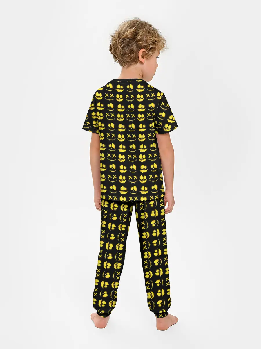 Детская пижама с брюками / Прикольные смайлы Хэллоуин / Halloween
