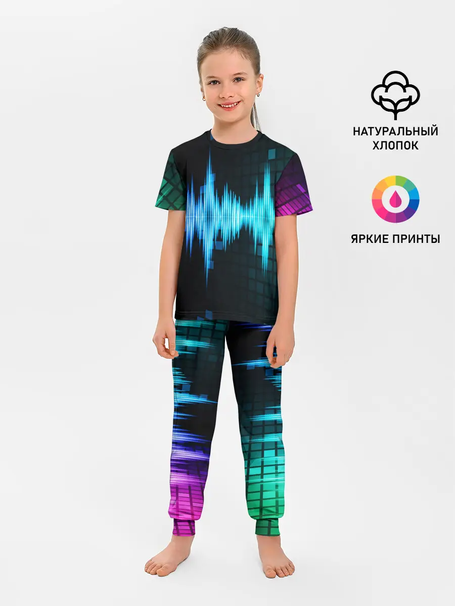 Детская пижама с брюками / neon music
