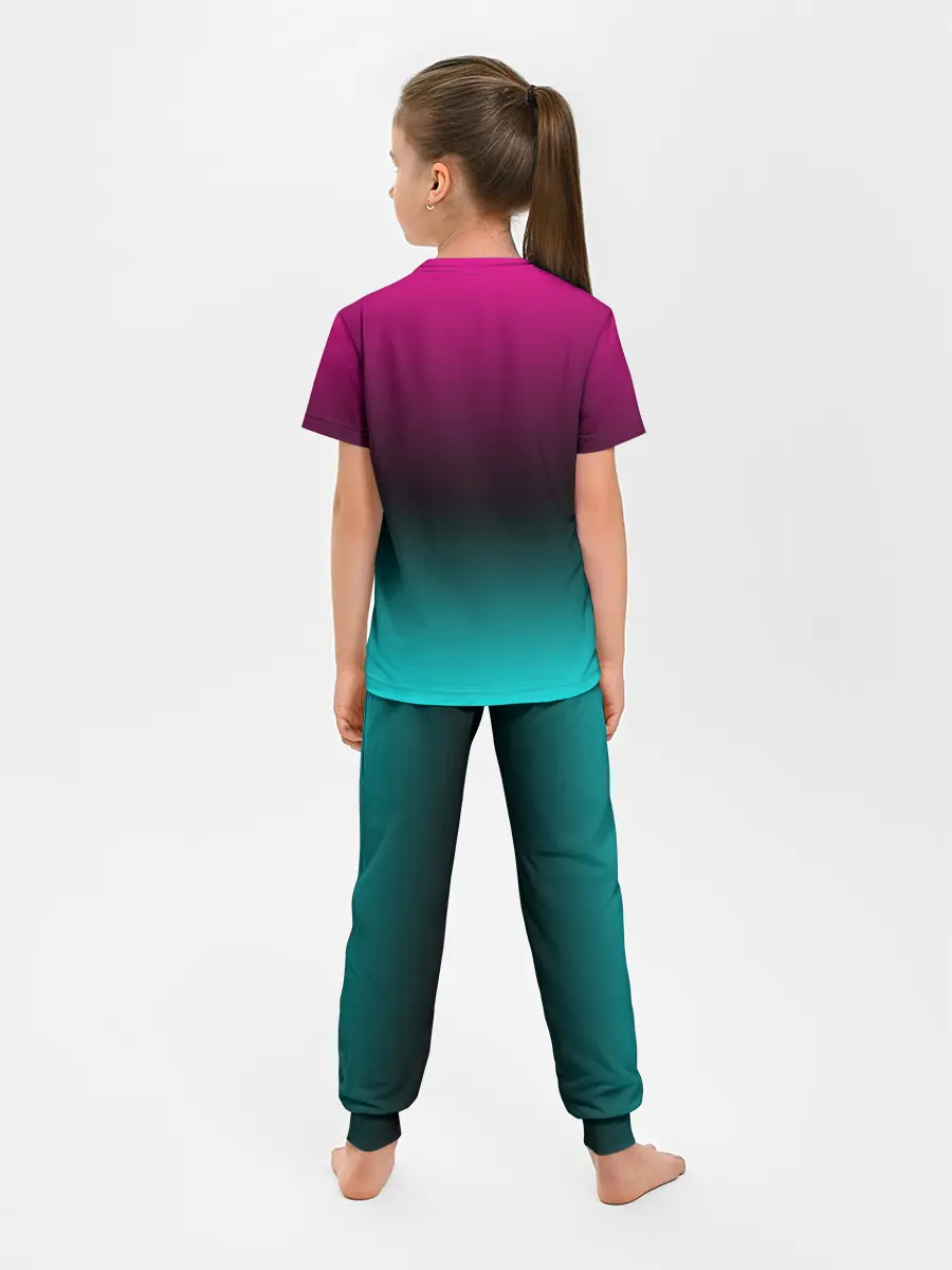 Детская пижама с брюками / РЕТРО ЕДИНОРОГ НЕОН