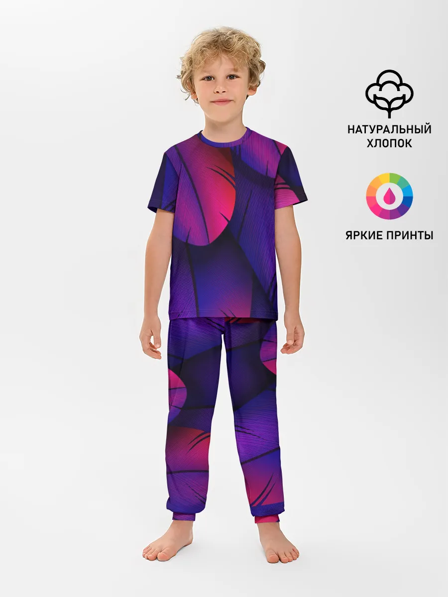 Детская пижама с брюками / Фиолетовые Перья