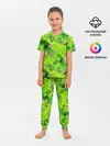 Детская пижама с брюками / Ярко-зеленый абстрактный узор