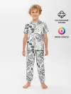 Детская пижама с брюками / Черно-белый узор Тропики