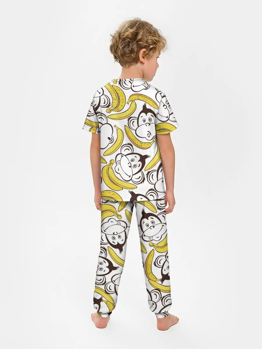 Детская пижама с брюками / Обезьянки и бананы