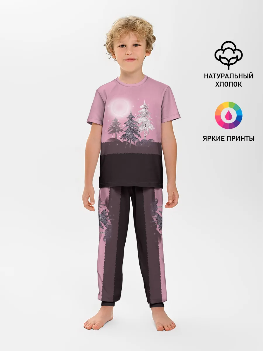 Детская пижама с брюками / Розовое сияние