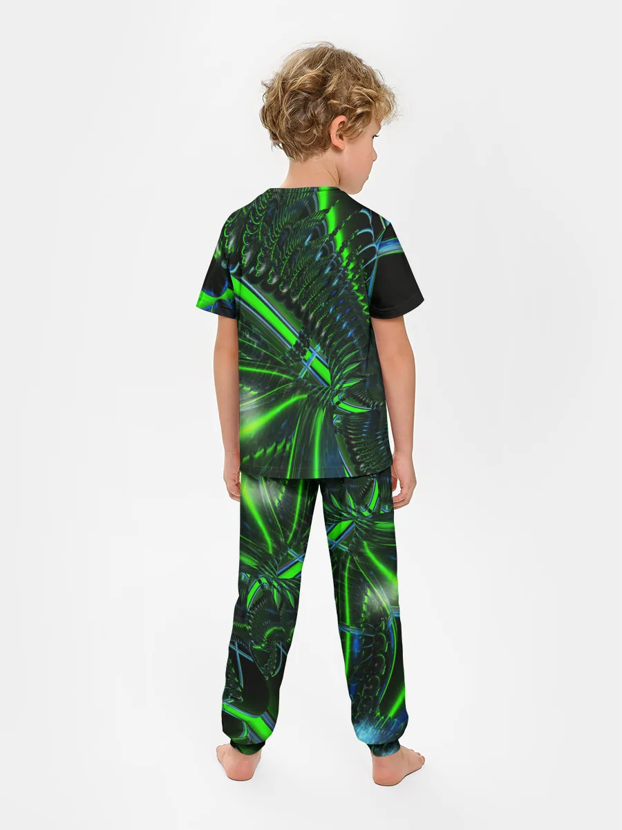 Детская пижама с брюками / DIGITAL NEON GREEN