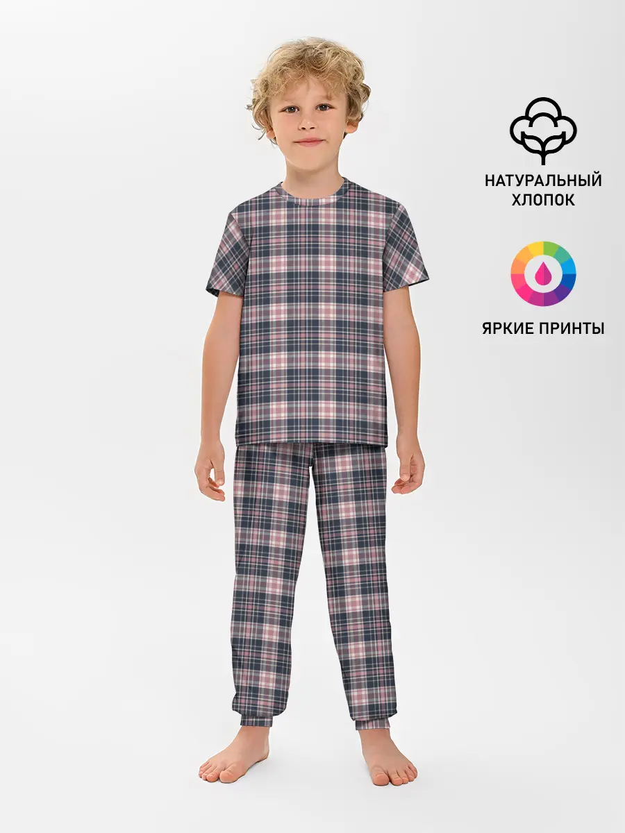 Детская пижама с брюками / Клеточный узор