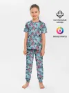Детская пижама с брюками / Розово-голубой тропический