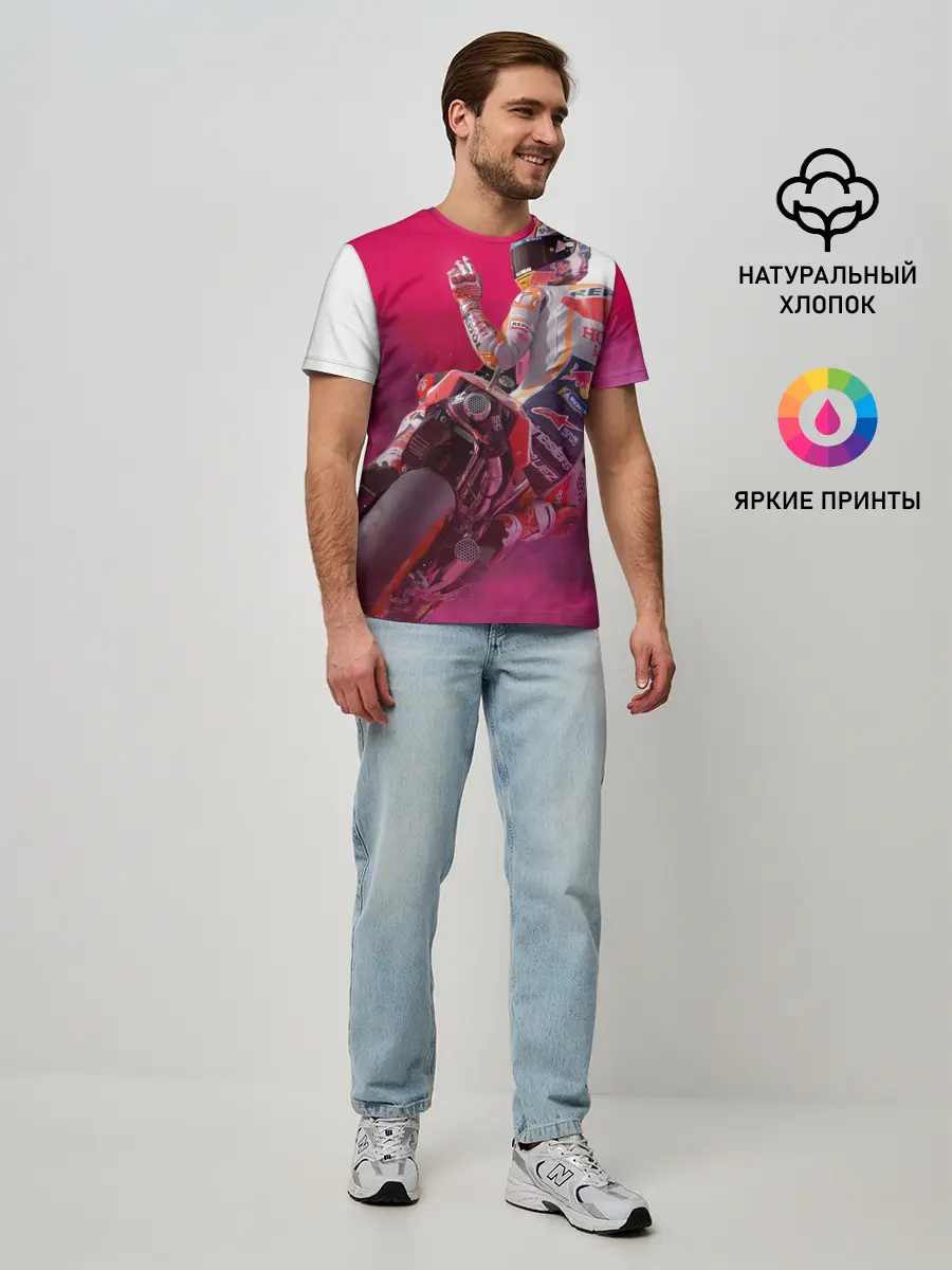 Мужская базовая футболка / Парень На Мотоцикле