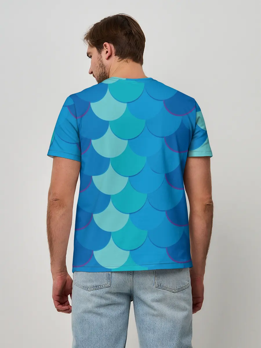 Мужская базовая футболка / Синяя чешуя рыбы