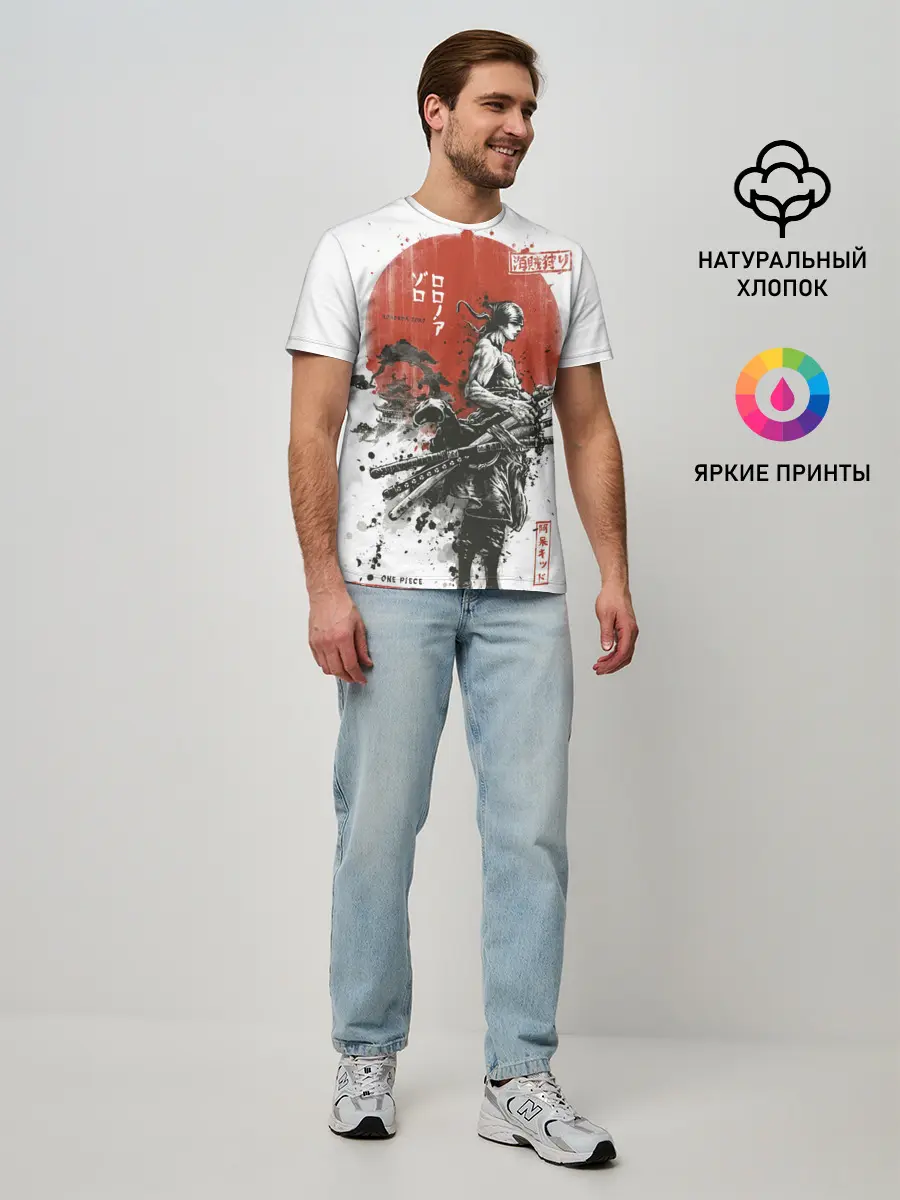 Мужская базовая футболка / ONE PIECE ZORO Roronoa SAMURAI