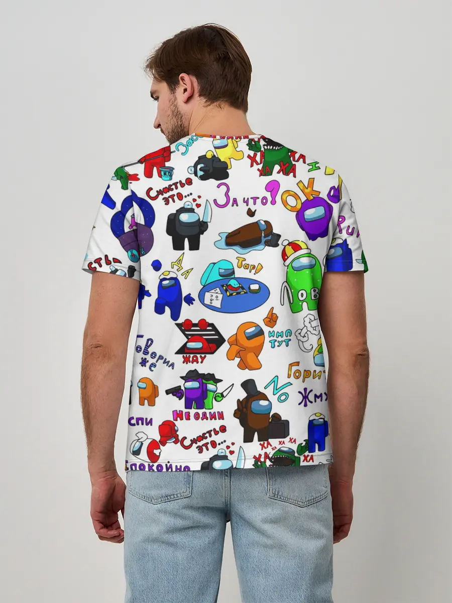 Мужская базовая футболка / AMONG US STICKERBOMBING