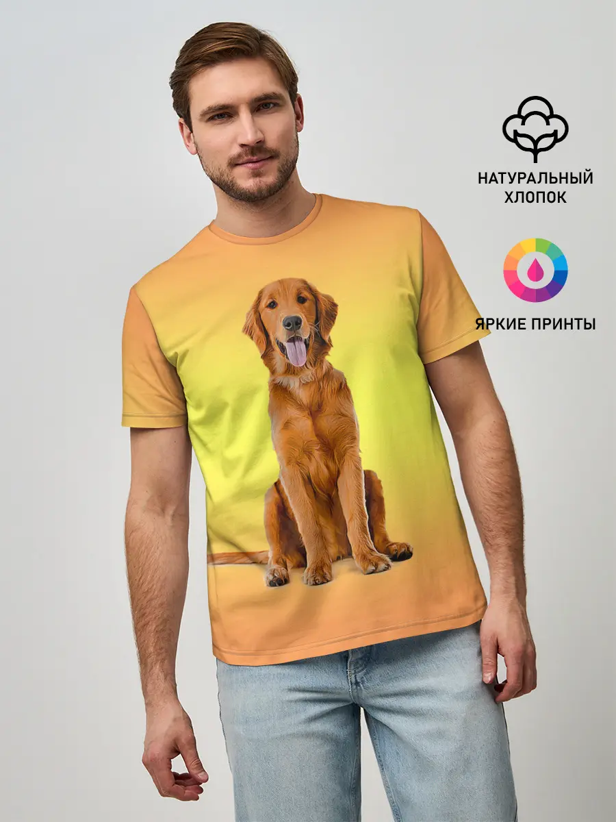Мужская базовая футболка / Золотистый ретривер
