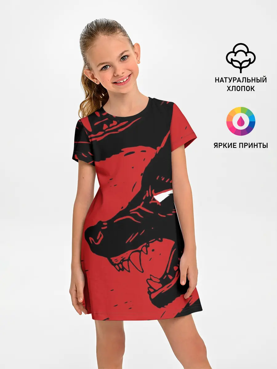 Детское платье / Красный волк 3D