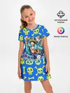Детское платье / Веселый Монки. Синий фон череп и кости