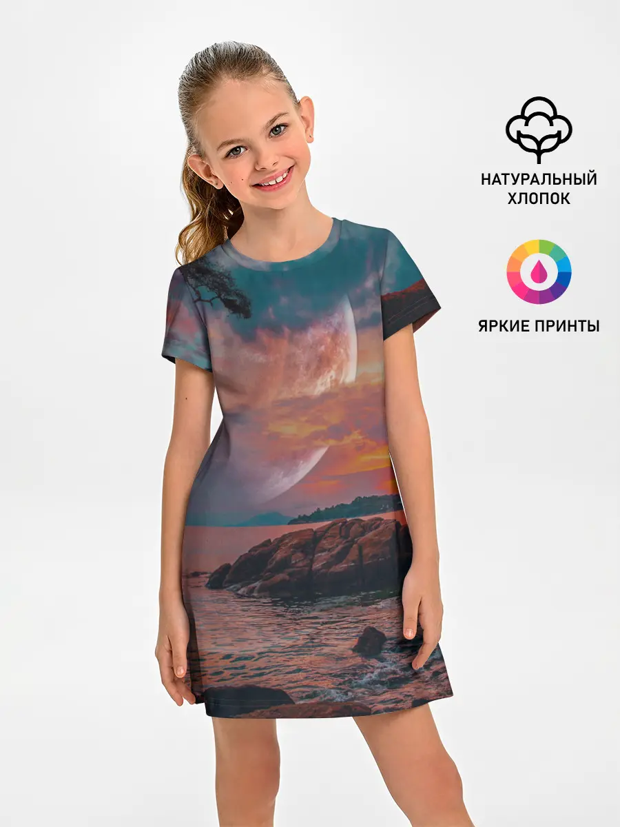 Детское платье / закат на качелях