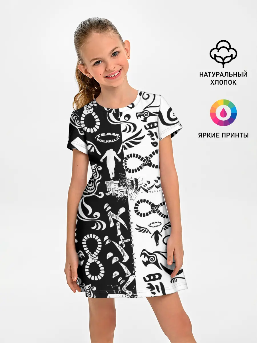 Детское платье / ТОКИЙСКИЕ МСТИТЕЛИ ЛОГОБОМБИНГ ЧБ