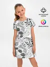 Детское платье / Черно-белый узор Тропики