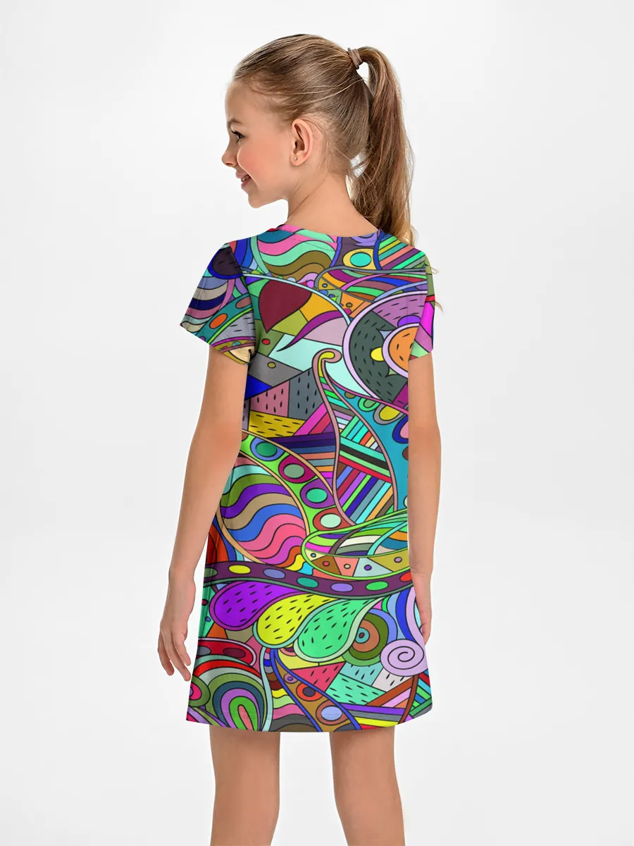 Детское платье / Дудлы узор разноцветный хиппи