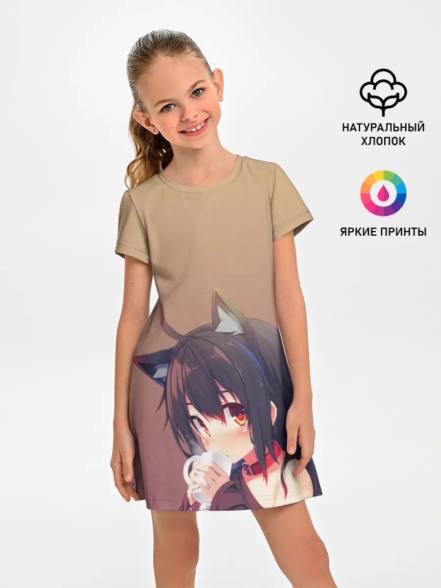 Детское платье / девочка ушки кофе