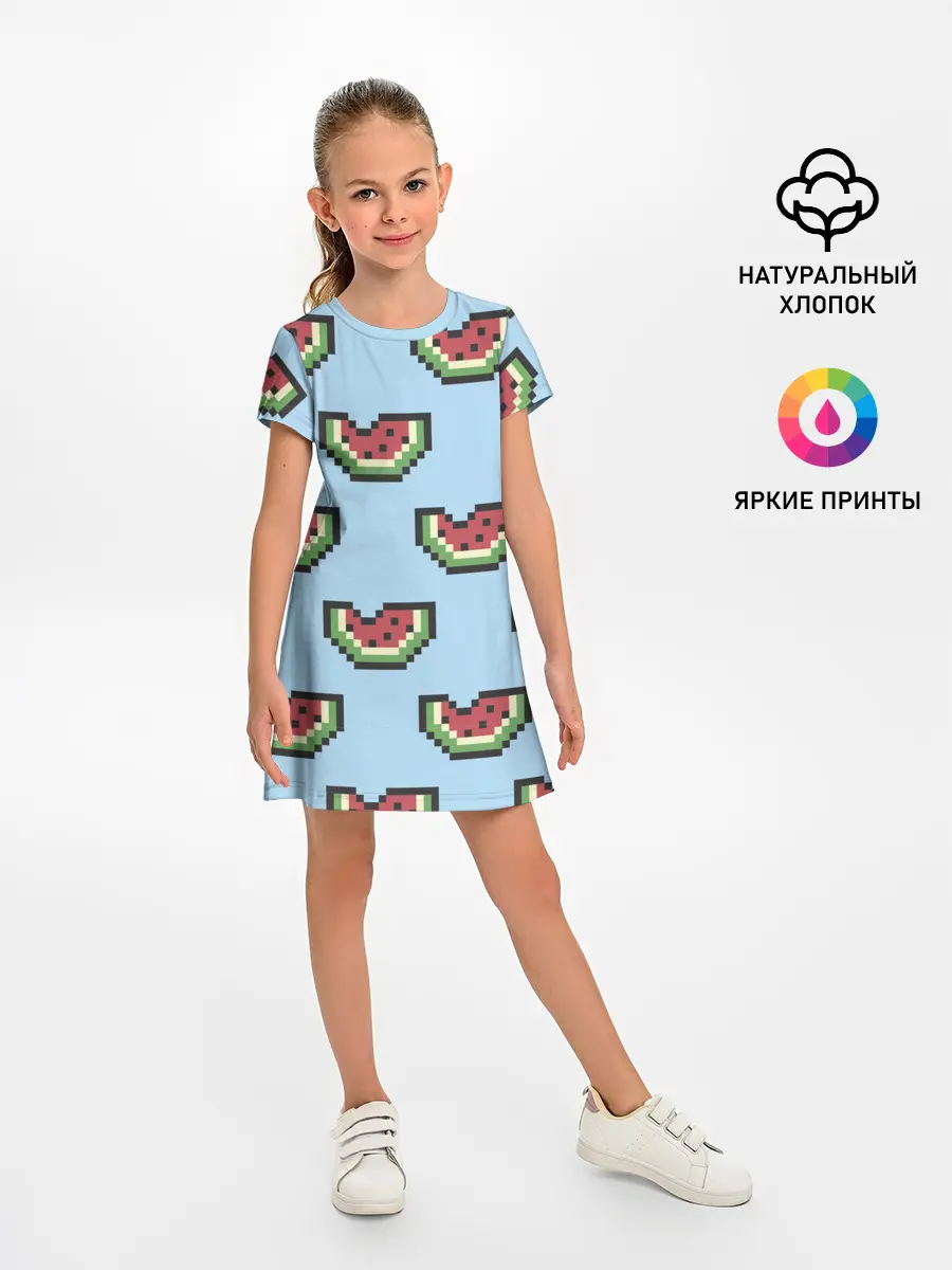 Детское платье / Пиксельный арбуз
