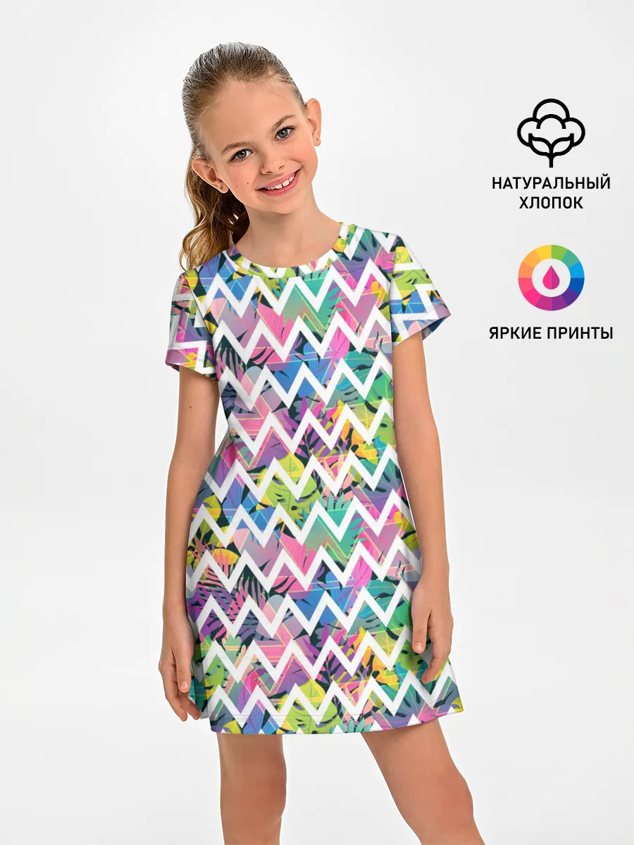 Детское платье / Кривая линия и цветы