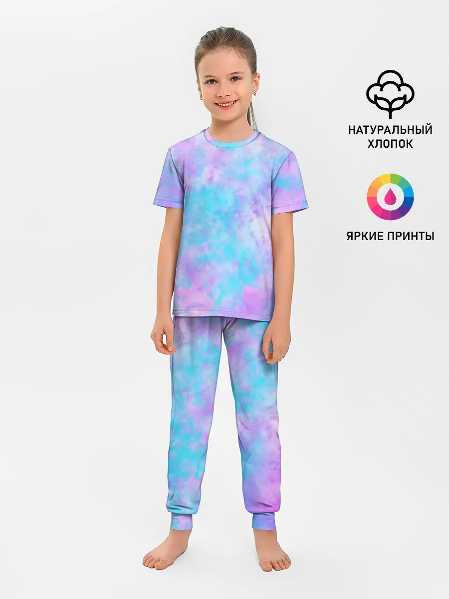 Детская пижама с брюками / Мрамор Tie Dye