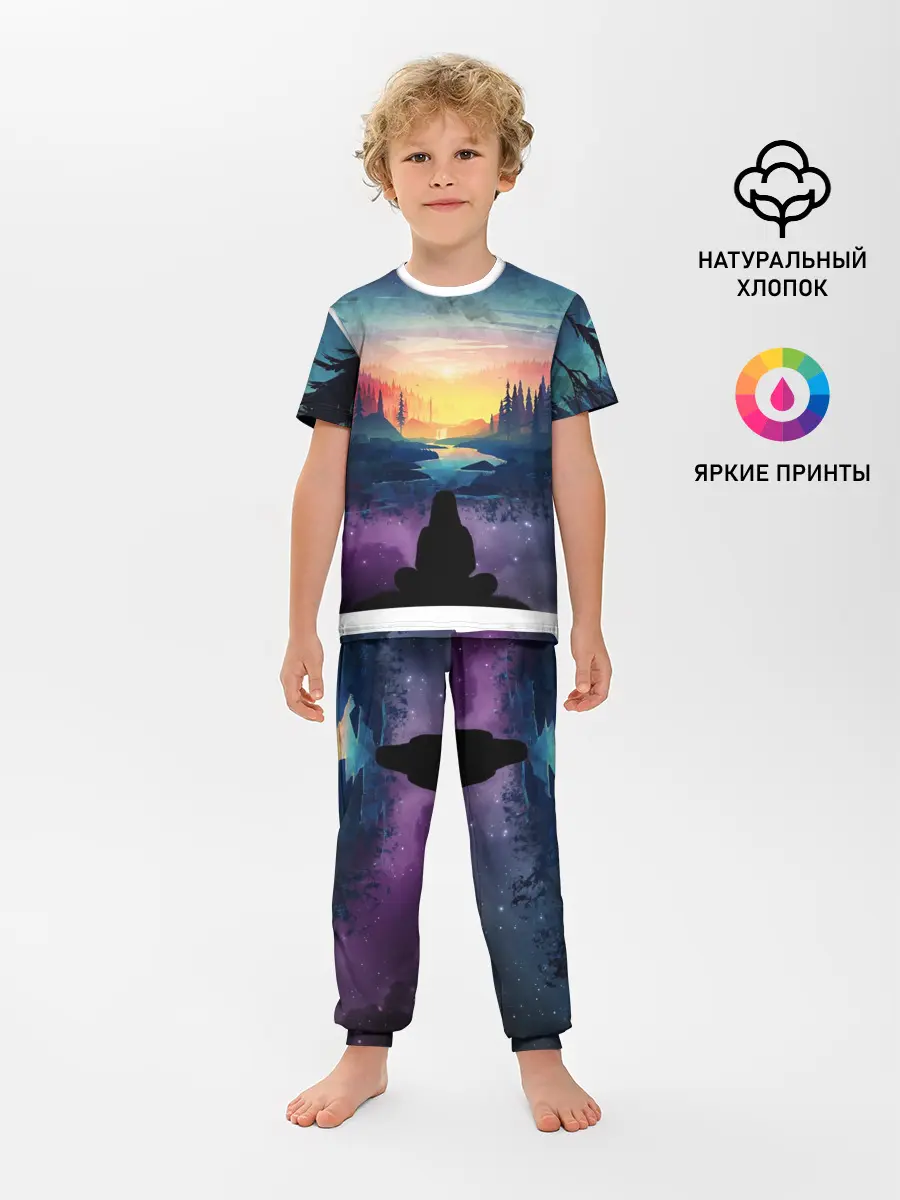 Детская пижама с брюками / ПЕЙЗАЖ НАД ЗВЕЗДАМИ