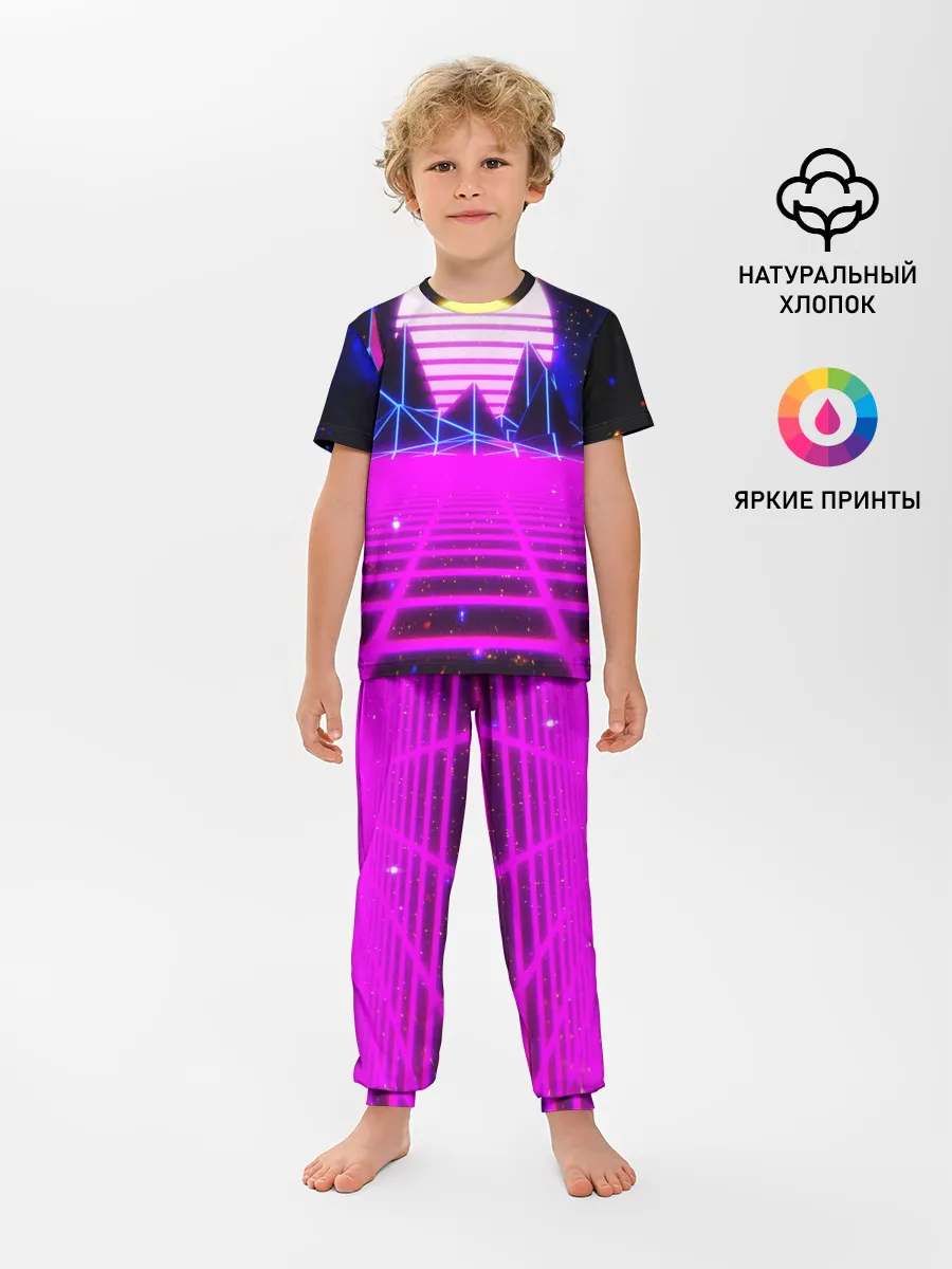 Детская пижама с брюками / Ретро Стиль неон