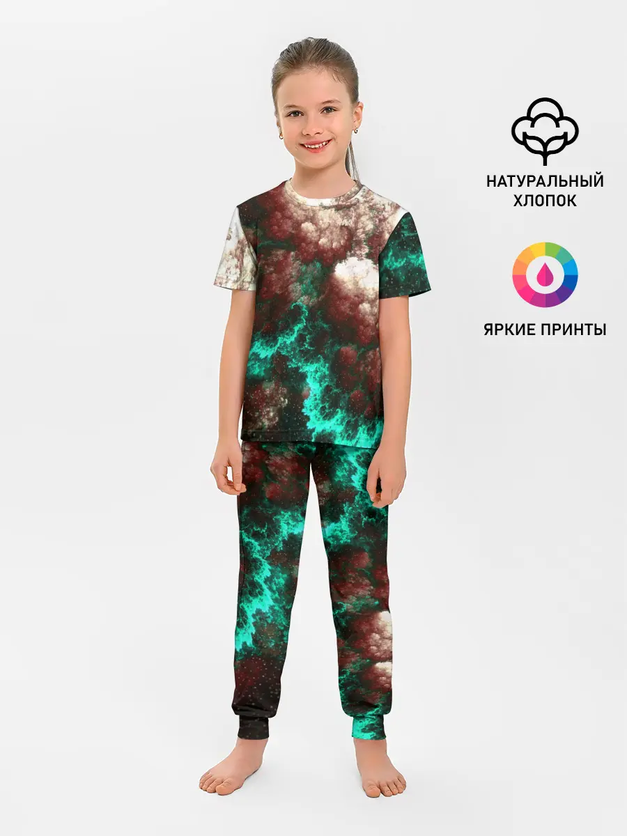 Детская пижама с брюками / НЕОНОВЫЙ КОСМОС