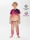 Детская пижама с брюками / Бежево-малиновый абстрактный