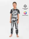 Детская пижама с брюками / Черно-белый узор. Маки.