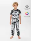Детская пижама с брюками / Черно-белый узор. Маки.