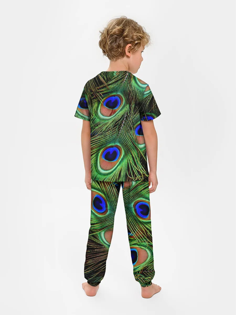 Детская пижама с брюками / Перья павлина #1