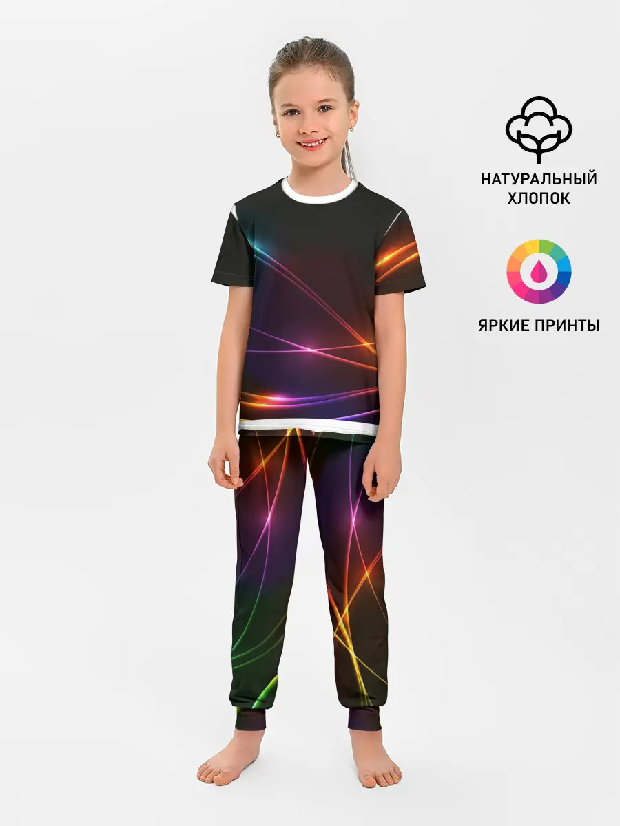 Детская пижама с брюками / Неоновые Линии